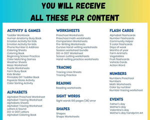 1400+ Activity Worksheets, Alphabet Writing, Math,& Flashcards, Kids Journals, Animals, & Much More!